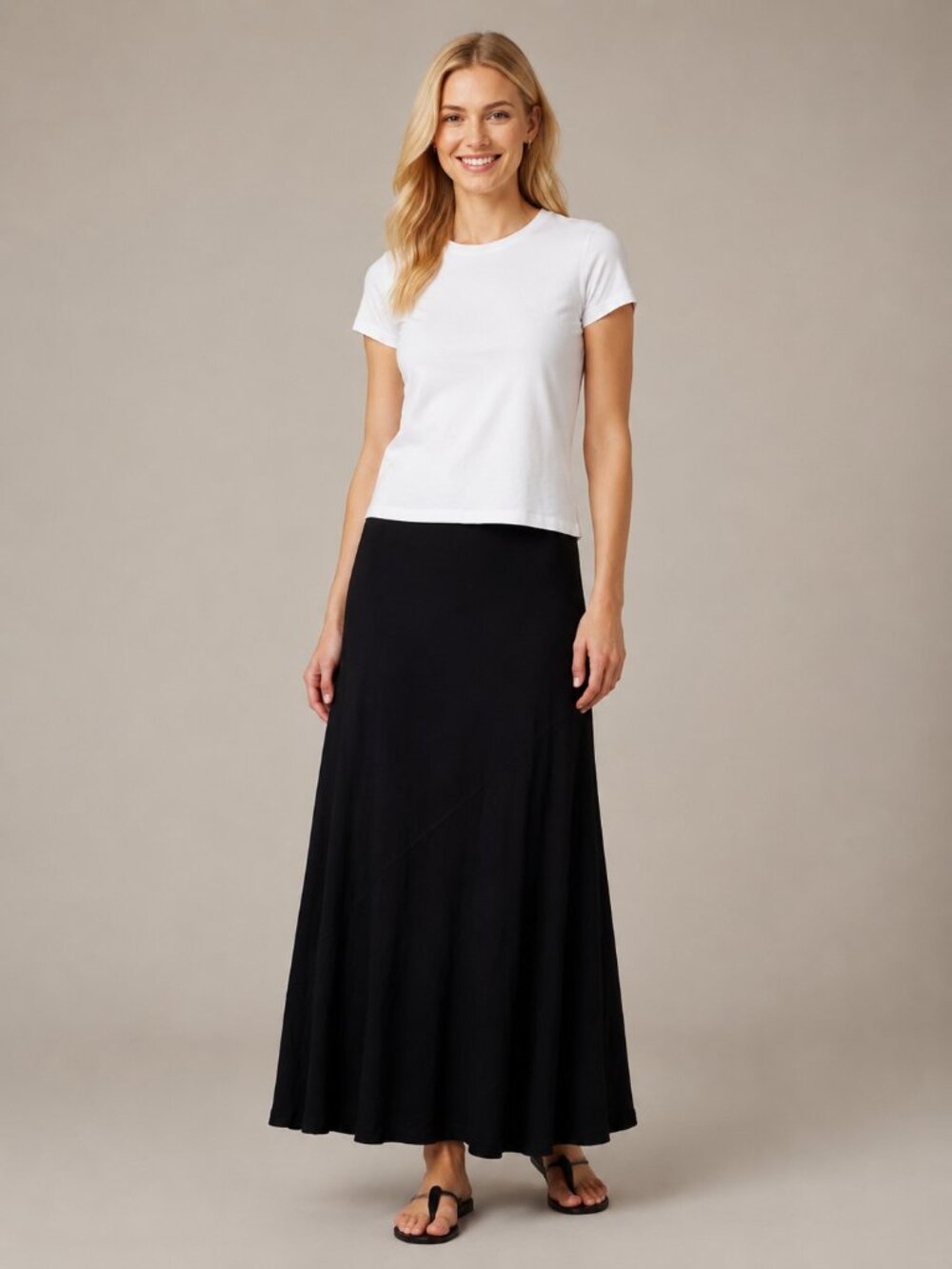 Chico's A-Line Maxi Skirt Black 8 #A4094
